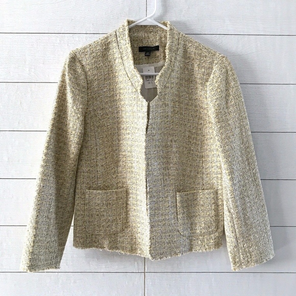 Ann Taylor Jackets & Blazers - Ann Taylor Yellow White Tweed Jacket Blazer